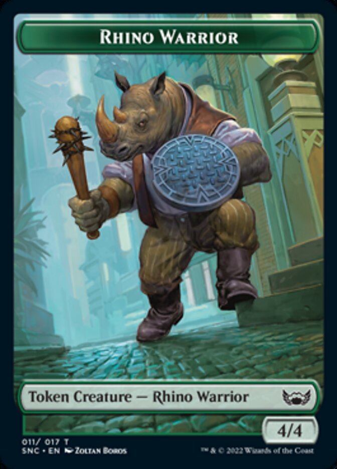 Fish // Rhino Warrior Double-sided Token [Streets of New Capenna Tokens] | Nerdhalla Games