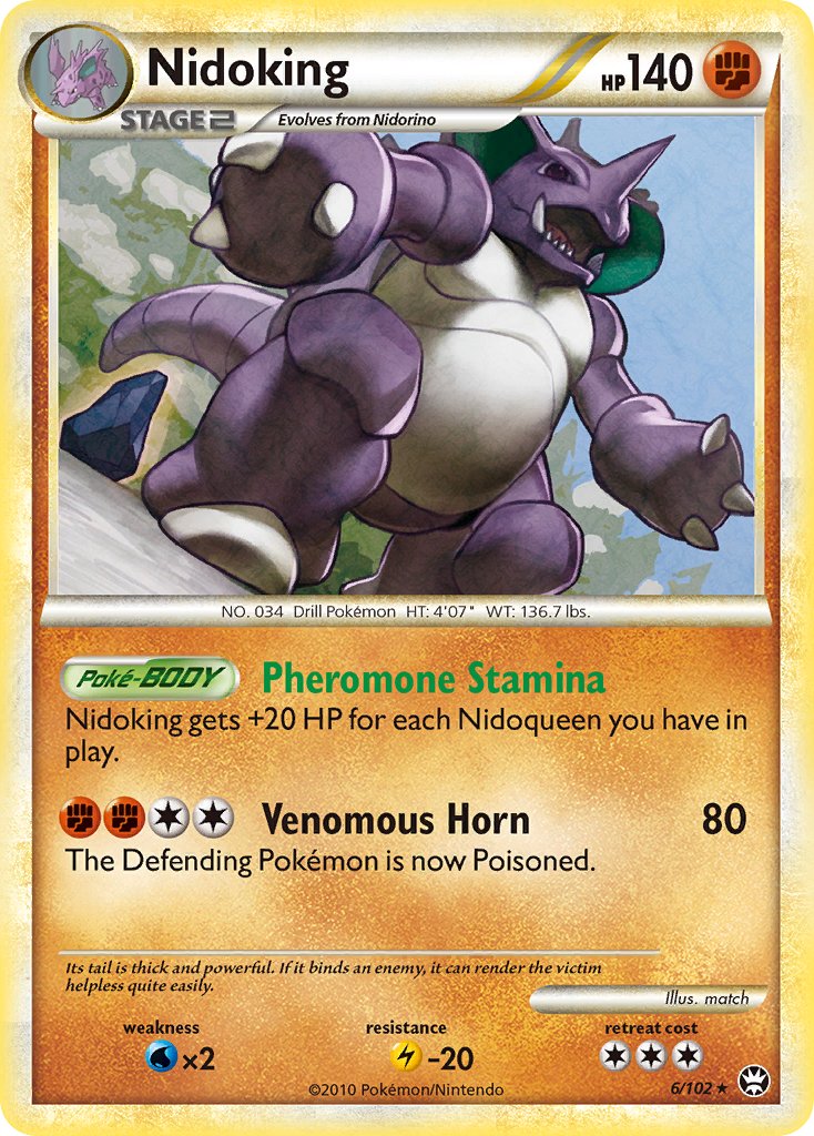 Nidoking (6/102) (Cracked Ice Holo) (Theme Deck Exclusive) [HeartGold & SoulSilver: Triumphant] | Nerdhalla Games