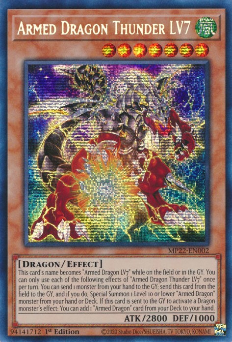 Armed Dragon Thunder LV7 [MP22-EN002] Prismatic Secret Rare | Nerdhalla Games