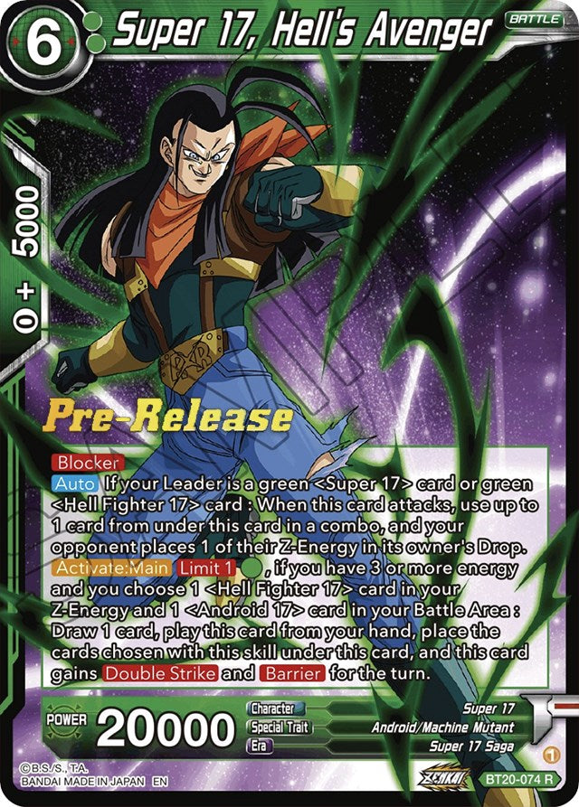 Super 17, Hell's Avenger (BT20-074) [Power Absorbed Prerelease Promos] | Nerdhalla Games