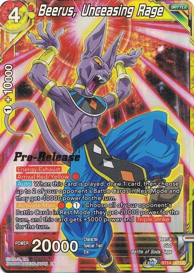 Beerus, Unceasing Rage (BT14-147) [Cross Spirits Prerelease Promos] | Nerdhalla Games