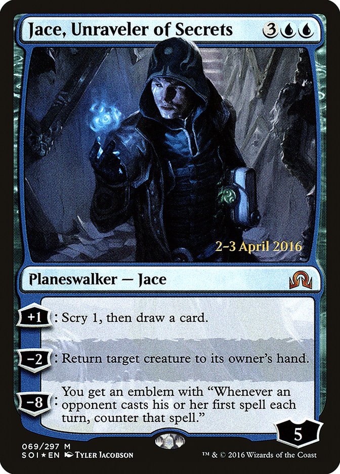 Jace, Unraveler of Secrets [Shadows over Innistrad Prerelease Promos] | Nerdhalla Games