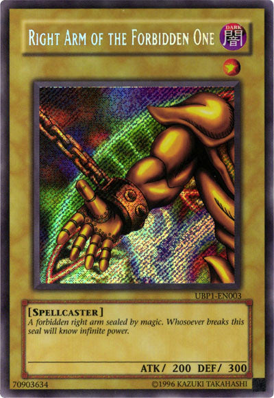 Right Arm of the Forbidden One [UBP1-EN003] Secret Rare | Nerdhalla Games