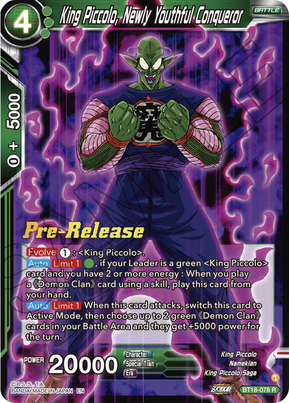 King Piccolo, Newly Youthful Conqueror (BT18-078) [Dawn of the Z-Legends Prerelease Promos] | Nerdhalla Games