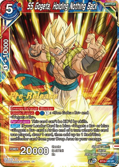 SS Gogeta, Holding Nothing Back (BT16-142) [Realm of the Gods Prerelease Promos] | Nerdhalla Games