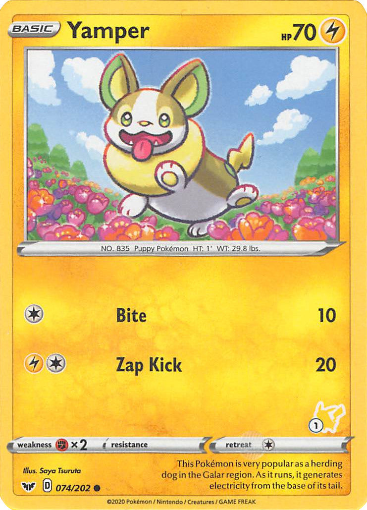 Yamper (074/202) (Pikachu Stamp #1) [Battle Academy 2022] | Nerdhalla Games