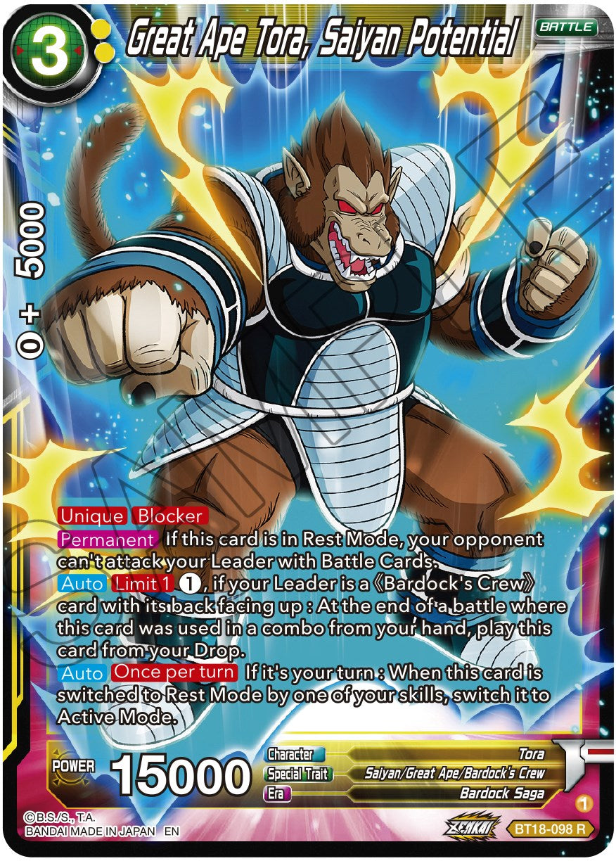 Great Ape Tora, Saiyan Potential (BT18-098) [Dawn of the Z-Legends] | Nerdhalla Games