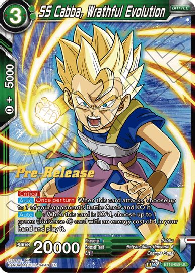 SS Cabba, Wrathful Evolution (BT16-059) [Realm of the Gods Prerelease Promos] | Nerdhalla Games