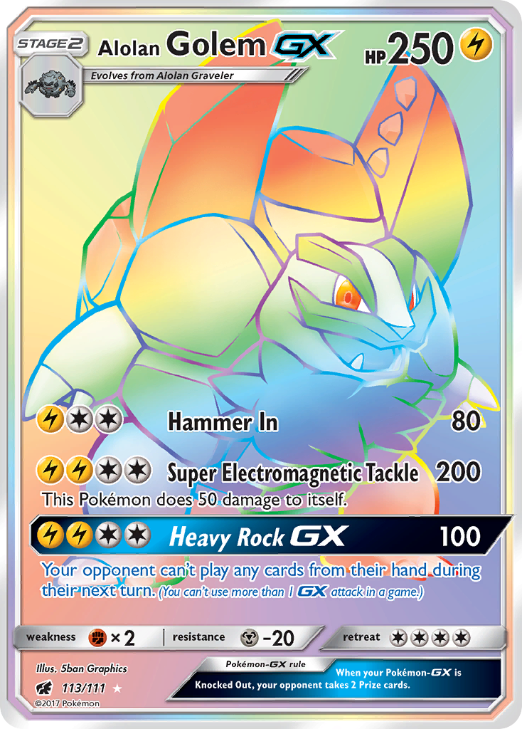 Alolan Golem GX (113/111) [Sun & Moon: Crimson Invasion] | Nerdhalla Games