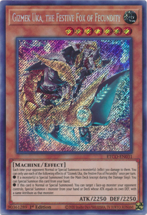 Gizmek Uka, the Festive Fox of Fecundity [ETCO-EN031] Secret Rare | Nerdhalla Games