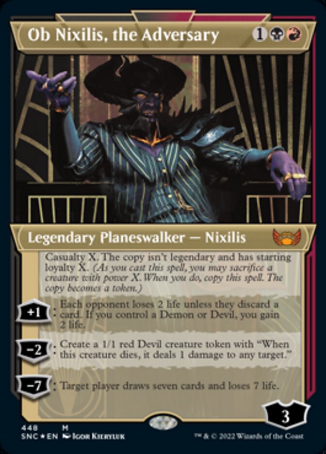 Ob Nixilis, the Adversary (Showcase Art Deco Foil Etched) [Streets of New Capenna] | Nerdhalla Games