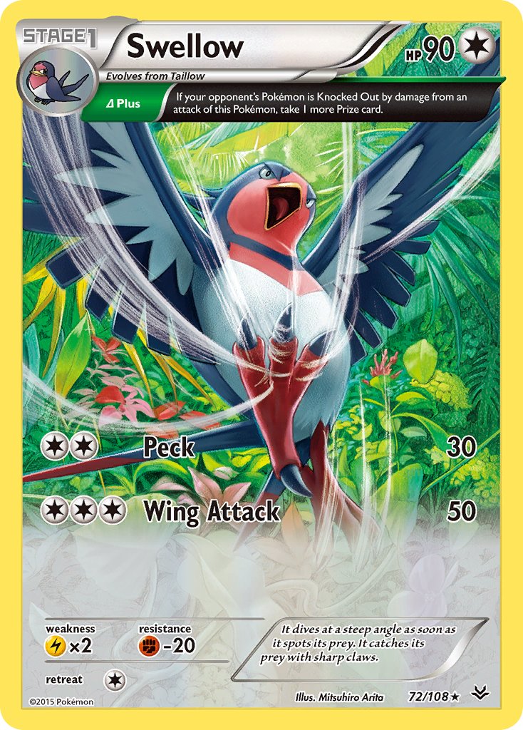 Swellow (72/108) (Theme Deck Exclusive) [XY: Roaring Skies] | Nerdhalla Games