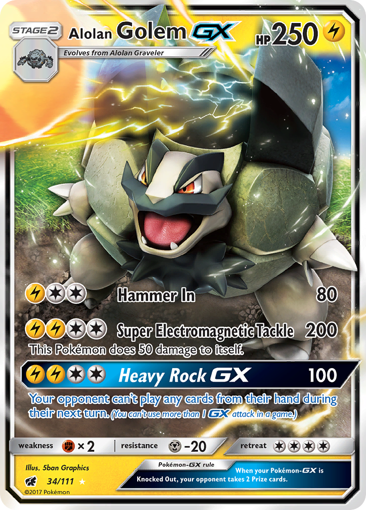 Alolan Golem GX (34/111) [Sun & Moon: Crimson Invasion] | Nerdhalla Games