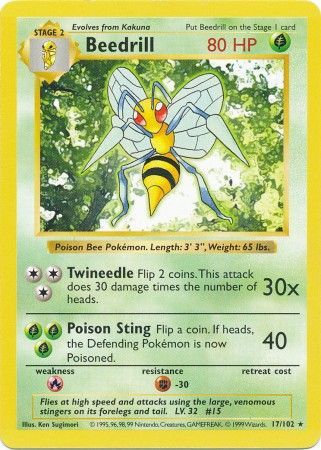 Beedrill (17/102) [Base Set Shadowless Unlimited] | Nerdhalla Games