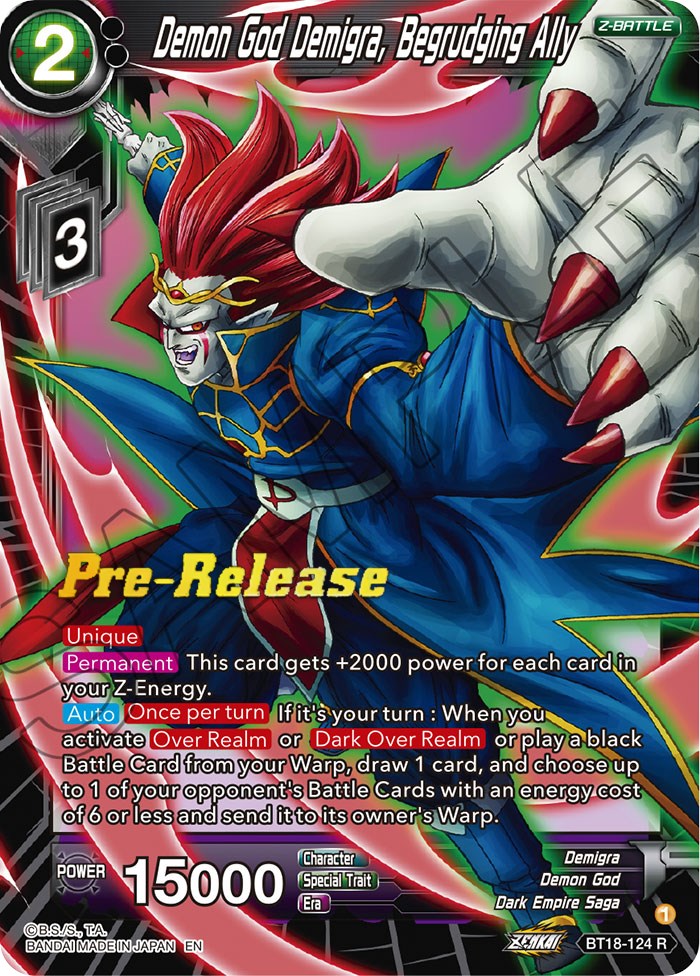 Demon God Demigra, Begrudging Ally (BT18-124) [Dawn of the Z-Legends Prerelease Promos] | Nerdhalla Games