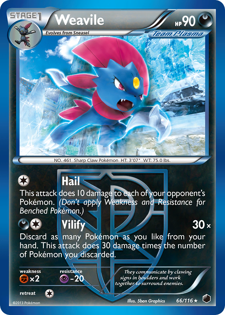 Weavile (66/116) [Black & White: Plasma Freeze] | Nerdhalla Games