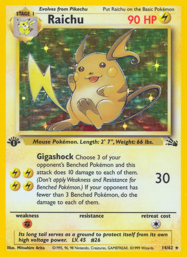 Raichu (14/62) [Fossil 1st Edition] | Nerdhalla Games