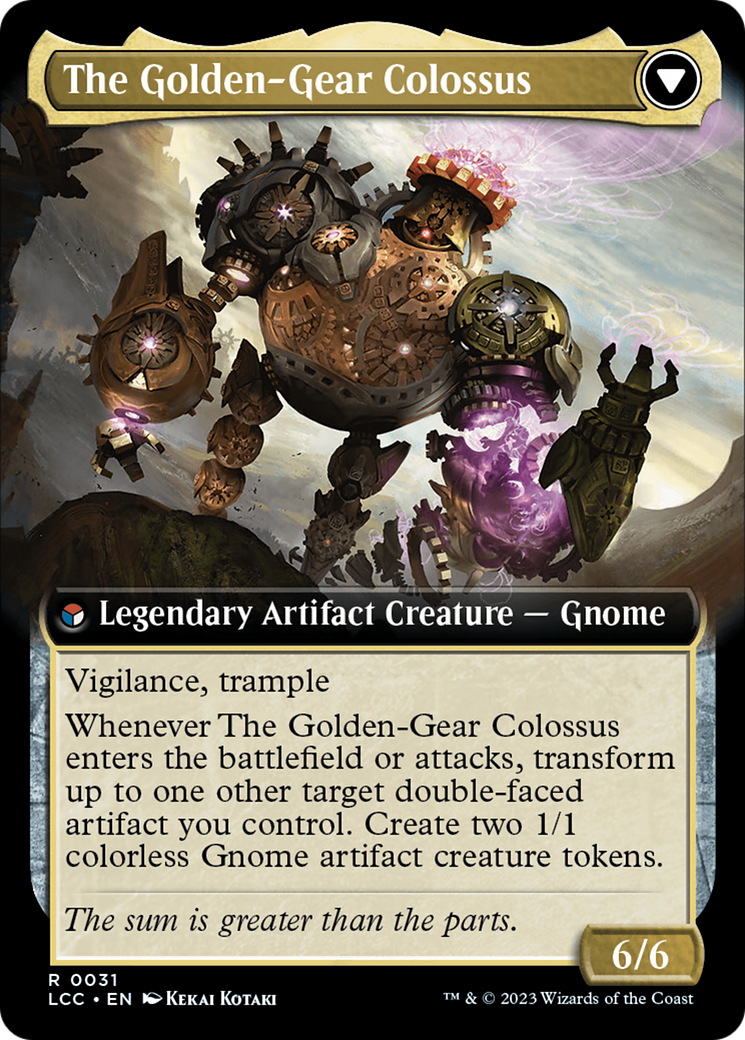 Tetzin, Gnome Champion // The Golden-Gear Colossus (Extended Art) [The Lost Caverns of Ixalan Commander] | Nerdhalla Games