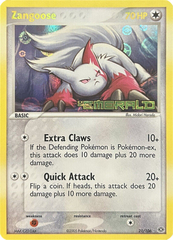 Zangoose (21/106) (Stamped) [EX: Emerald] | Nerdhalla Games