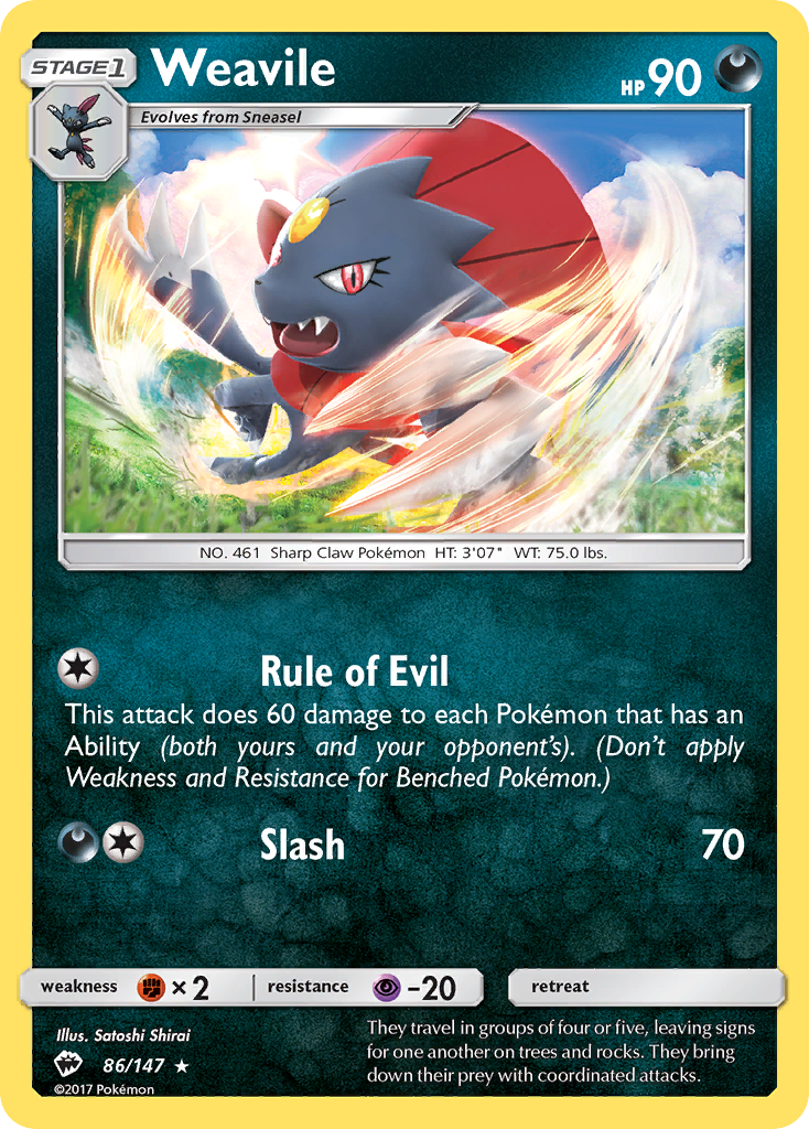 Weavile (86/147) [Sun & Moon: Burning Shadows] | Nerdhalla Games