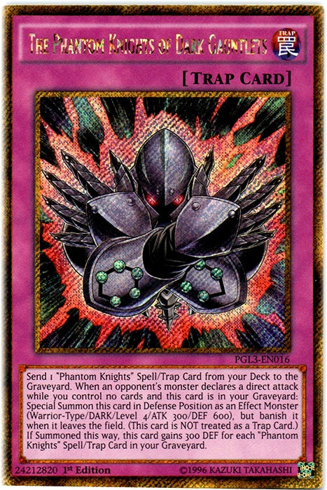 The Phantom Knights of Dark Gauntlets [PGL3-EN016] Gold Secret Rare | Nerdhalla Games