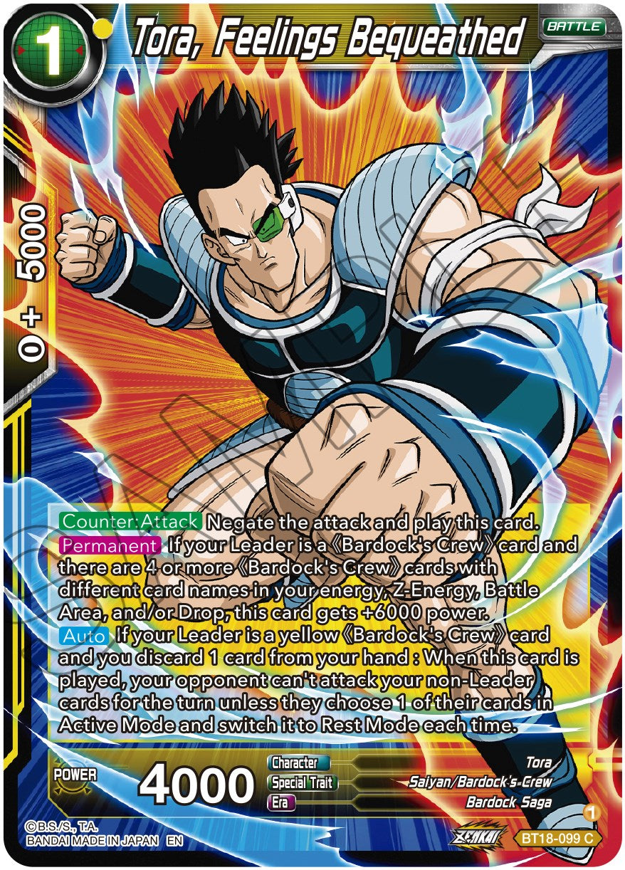 Tora, Feelings Bequeathed (BT18-099) [Dawn of the Z-Legends] | Nerdhalla Games