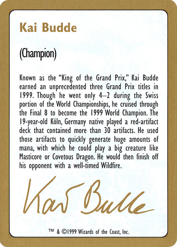 Kai Budde Bio [World Championship Decks 1999] | Nerdhalla Games