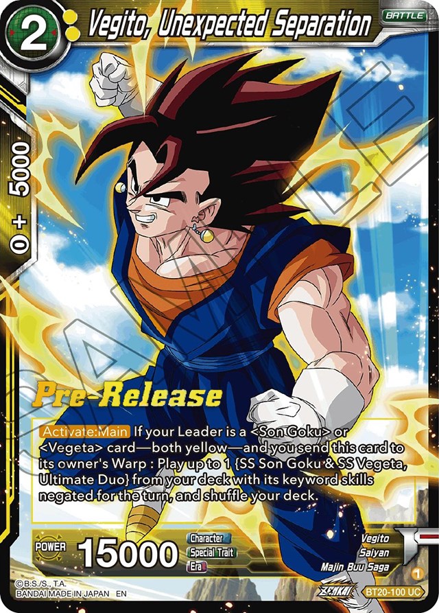 Vegito, Unexpected Separation (BT20-100) [Power Absorbed Prerelease Promos] | Nerdhalla Games