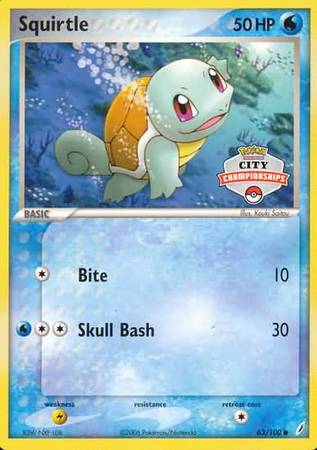 Squirtle (63/100) (City Championship Promo) [EX: Crystal Guardians] | Nerdhalla Games