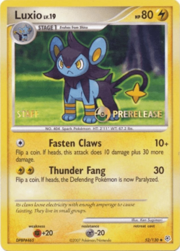 Luxio (52/130) (Prerelease Promo Staff) [Nintendo: Black Star Promos] | Nerdhalla Games