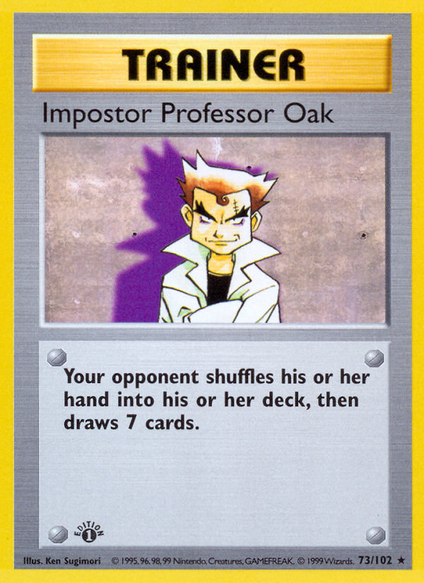 Impostor Professor Oak (73/102) (Shadowless) [Base Set 1st Edition] | Nerdhalla Games