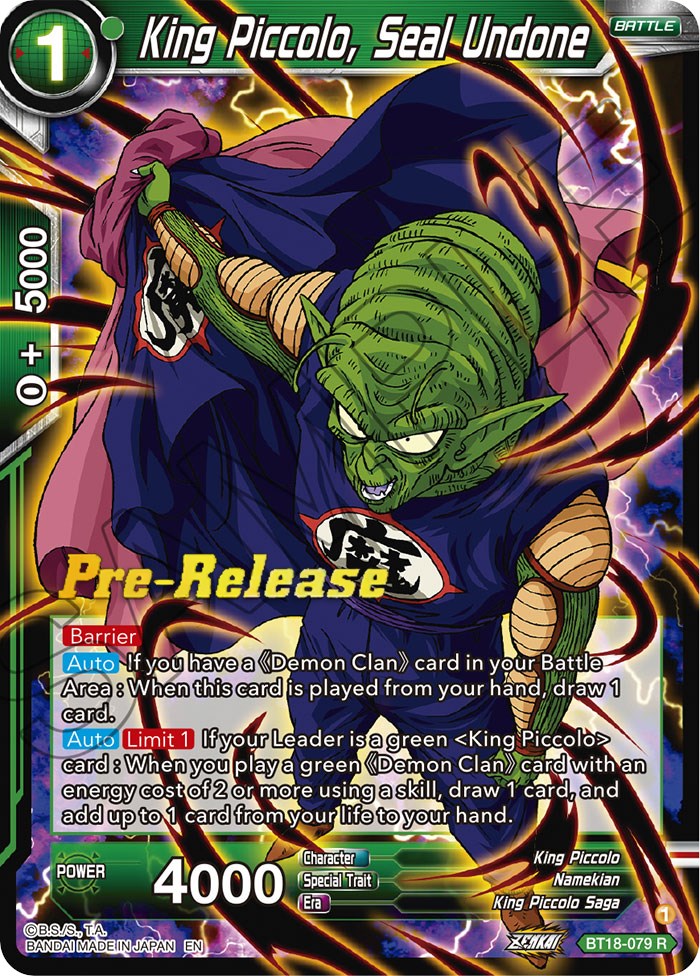 King Piccolo, Seal Undone (BT18-079) [Dawn of the Z-Legends Prerelease Promos] | Nerdhalla Games