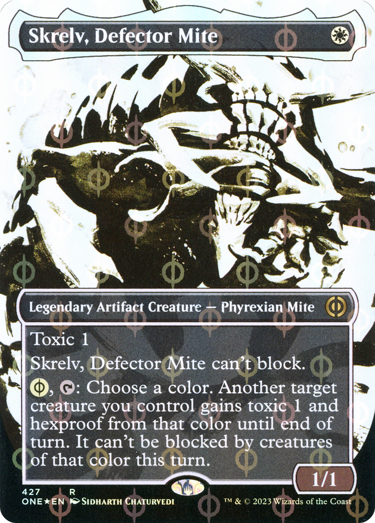 Skrelv, Defector Mite (Borderless Ichor Step-and-Compleat Foil) [Phyrexia: All Will Be One] | Nerdhalla Games