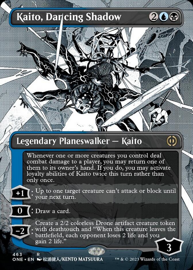 Kaito, Dancing Shadow (Borderless Manga Step-and-Compleat Foil) [Phyrexia: All Will Be One] | Nerdhalla Games