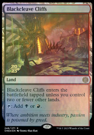 Blackcleave Cliffs [Phyrexia: All Will Be One Prerelease Promos] | Nerdhalla Games