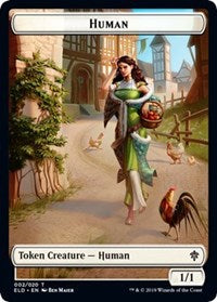 Human // Food (17) Double-sided Token [Throne of Eldraine Tokens] | Nerdhalla Games