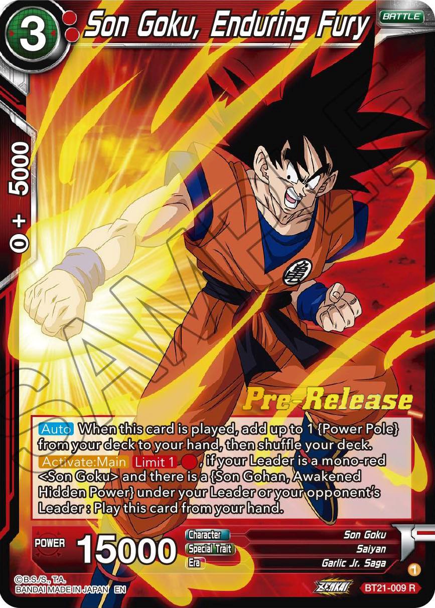 Son Goku, Enduring Fury (BT21-009) [Wild Resurgence Pre-Release Cards] | Nerdhalla Games