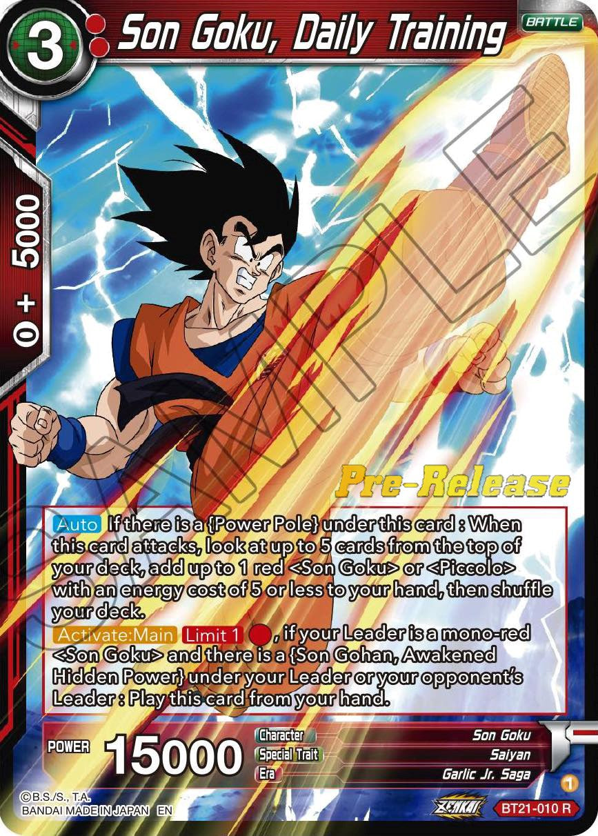 Son Goku, Daily Training (BT21-010) [Wild Resurgence Pre-Release Cards] | Nerdhalla Games