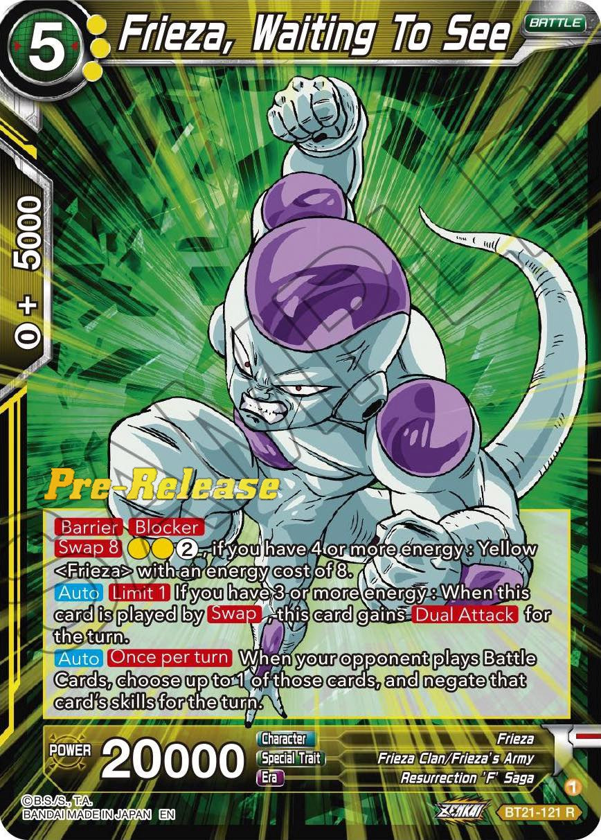 Frieza, Waiting To See (BT21-121) [Wild Resurgence Pre-Release Cards] | Nerdhalla Games