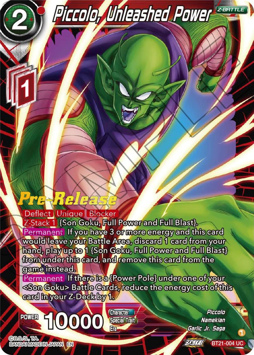 Piccolo, Unleashed Power (BT21-004) [Wild Resurgence Pre-Release Cards] | Nerdhalla Games