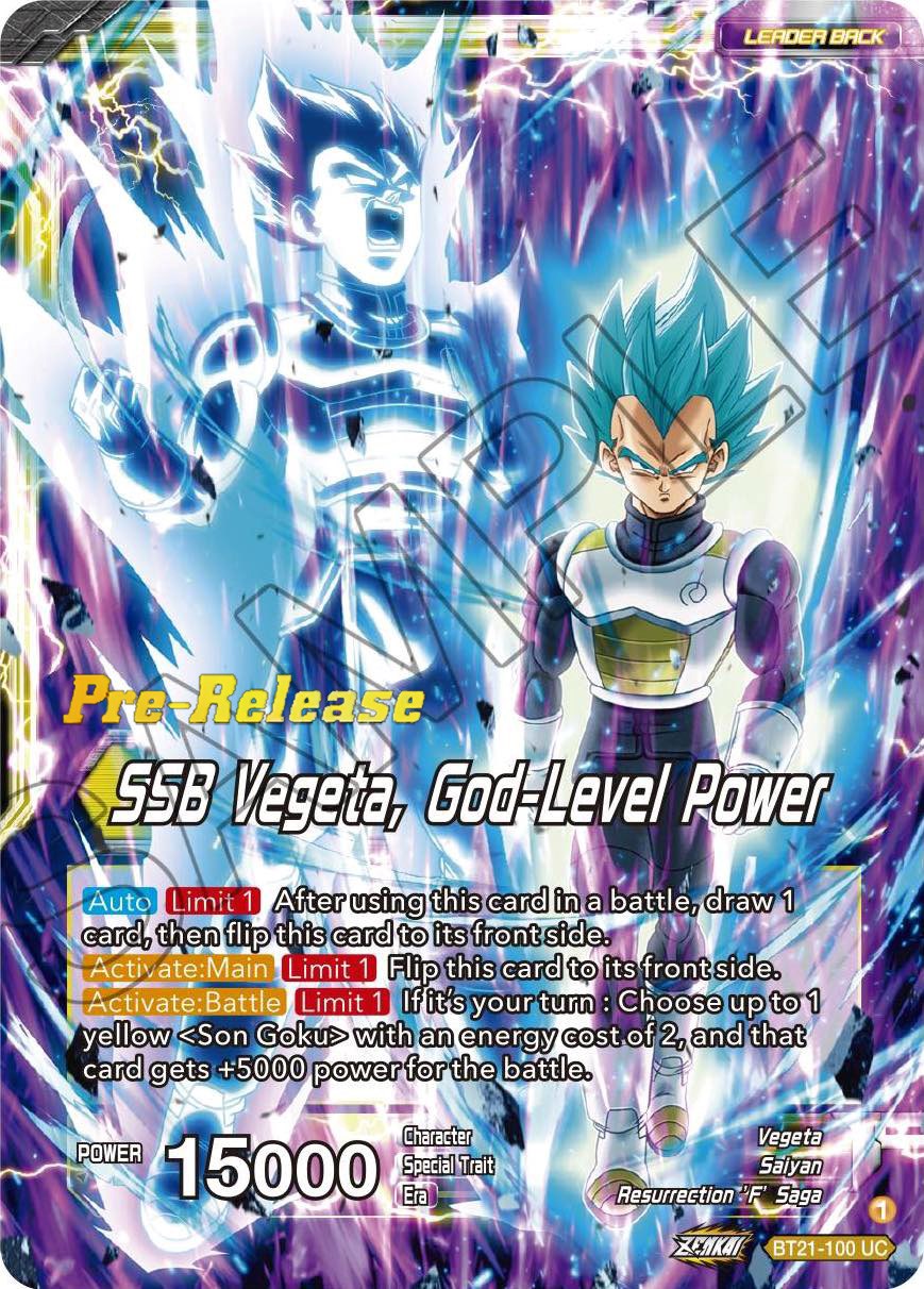 SSB Son Goku // SSB Vegeta, God-Level Power (BT21-100) [Wild Resurgence Pre-Release Cards] | Nerdhalla Games