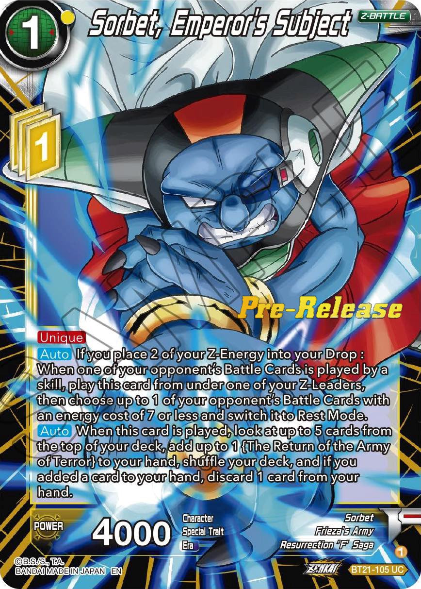 Sorbet, Emperor's Subject (BT21-105) [Wild Resurgence Pre-Release Cards] | Nerdhalla Games