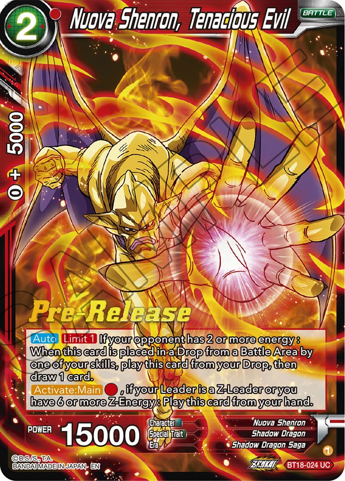 Nuova Shenron, Tenacious Evil (BT18-024) [Dawn of the Z-Legends Prerelease Promos] | Nerdhalla Games