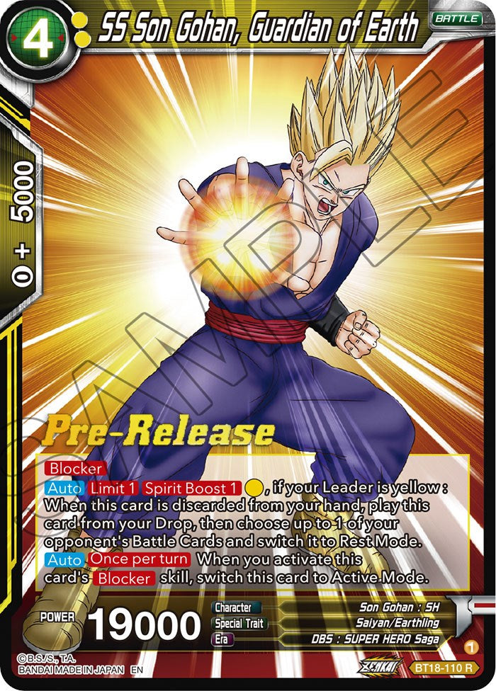 SS Son Gohan, Guardian of Earth (BT18-110) [Dawn of the Z-Legends Prerelease Promos] | Nerdhalla Games