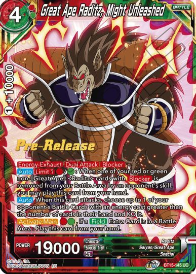 Great Ape Raditz, Might Unleashed (BT15-145) [Saiyan Showdown Prerelease Promos] | Nerdhalla Games