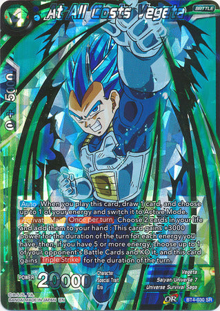 At All Costs Vegeta (Shatterfoil) (BT4-030) [Dragon Brawl] | Nerdhalla Games