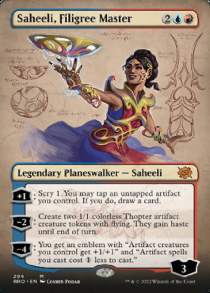 Saheeli, Filigree Master (Borderless Alternate Art) [The Brothers' War] | Nerdhalla Games