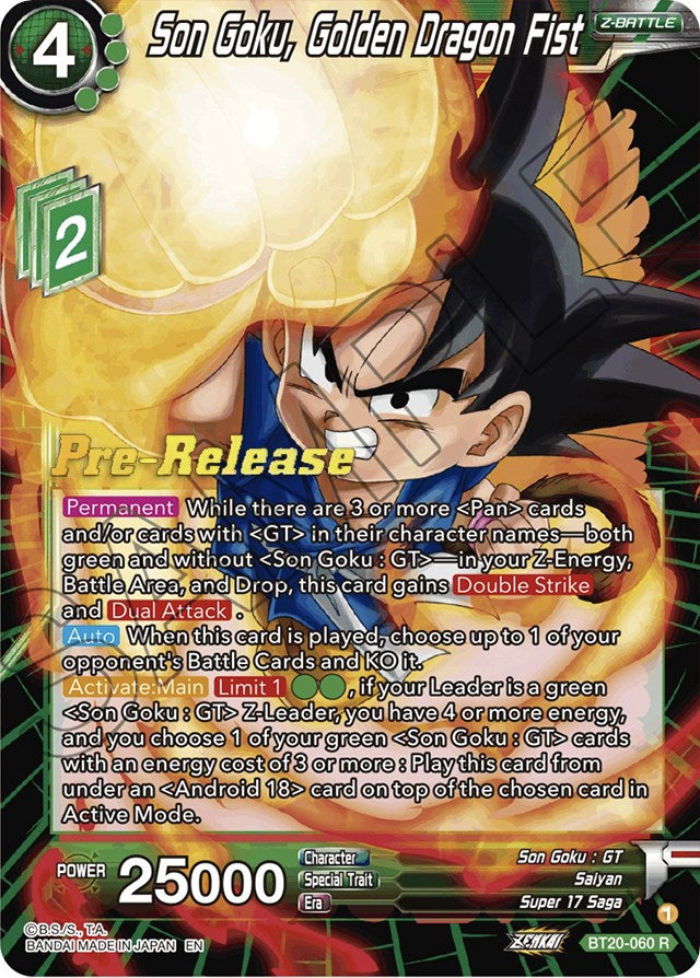 Son Goku, Golden Dragon Fist (BT20-060) [Power Absorbed Prerelease Promos] | Nerdhalla Games