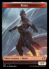 Rebel // Phyrexian Germ Double-Sided Token [Phyrexia: All Will Be One Commander Tokens] | Nerdhalla Games