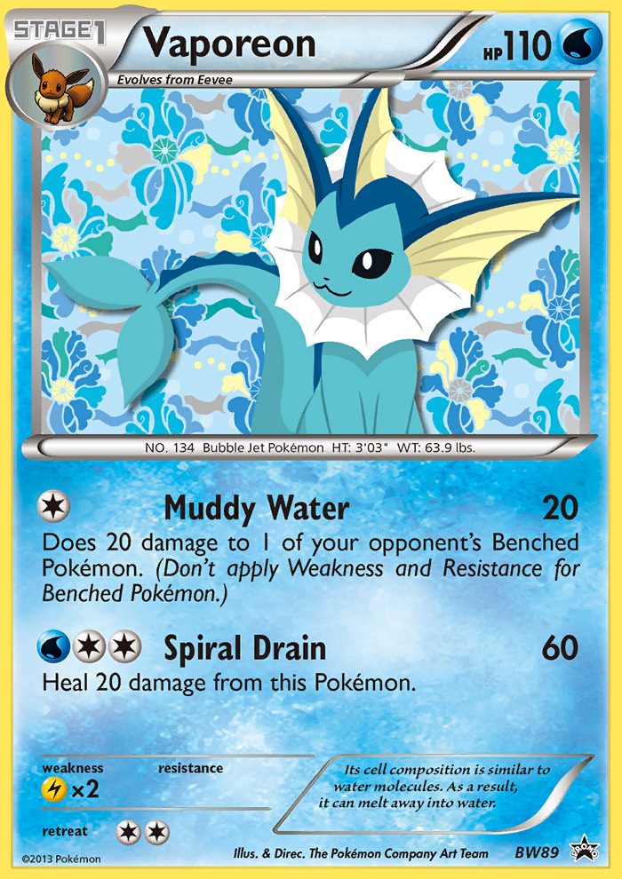 Vaporeon (BW89) [Black & White: Black Star Promos] | Nerdhalla Games